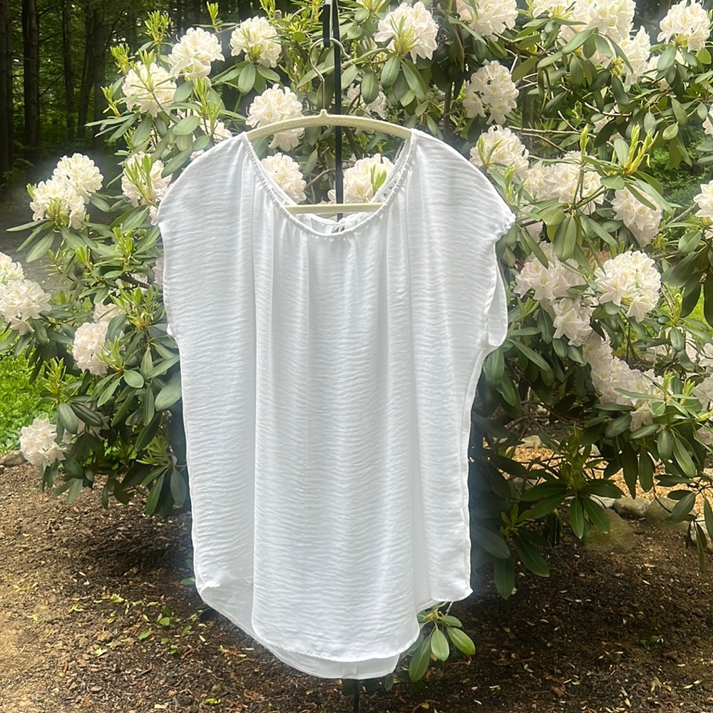 CAbi White Semi-Sheer Blouse